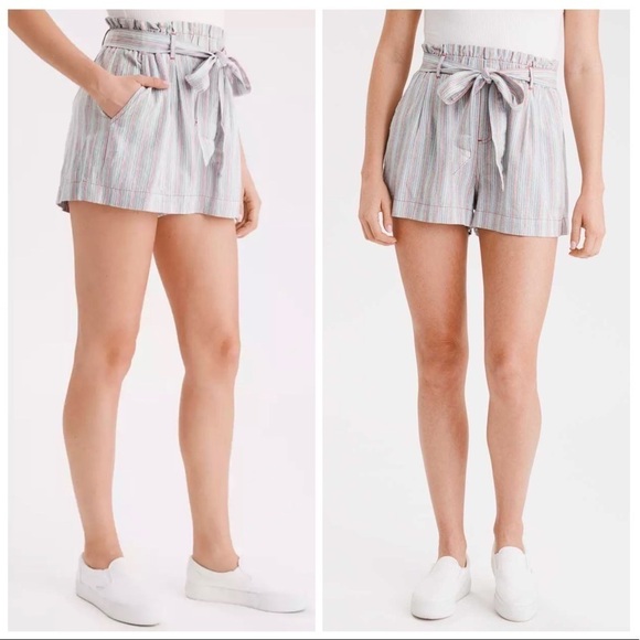 AMERICAN EAGLE Striped Drawstring Shorts - Picture 1 of 5